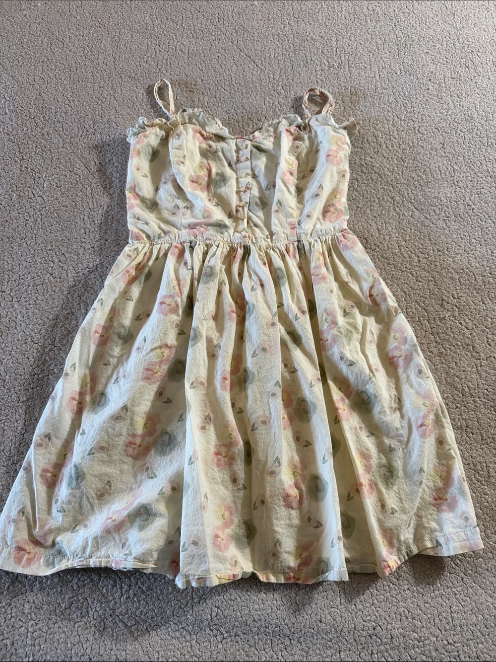 Mango 100% Cotton Pastel Floral Mini Dress in Cream and Pink Large